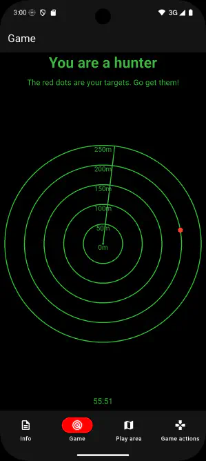 screenshot of the app on the gameplay tab as the hunter