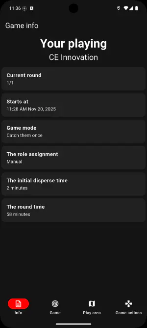 screenshot of the info tab of the app