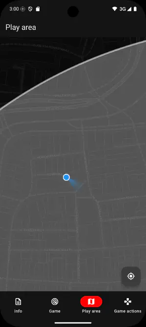 screenshot of the app when the game is on the map tab when zoomed in