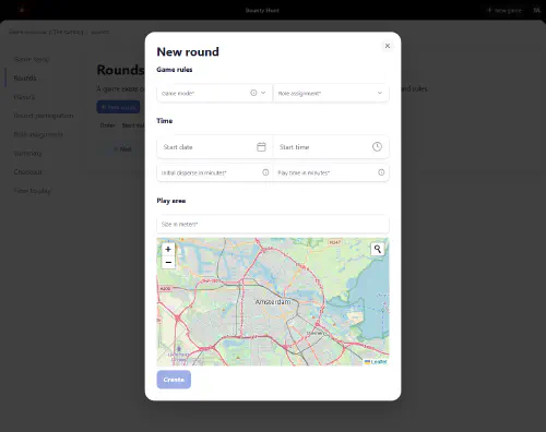 picture of the website for creating rounds